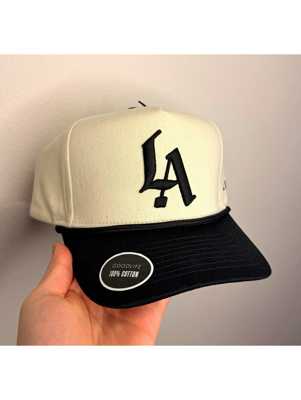 Goodlife Los Angeles “LA” Snapback Cap Off-white(cream) /Black 100% Cotton NWT